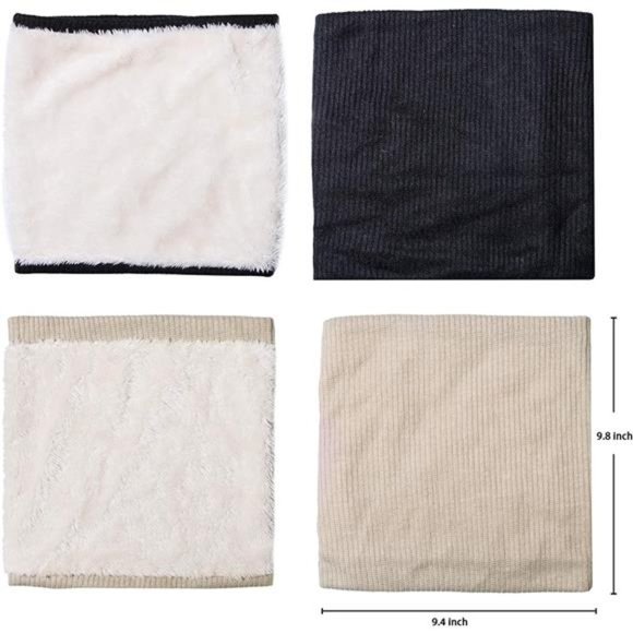 Infinity Scarf Winter Double-Layer Neck Warmer Knit Fleece Lined - Picture 5 of 5